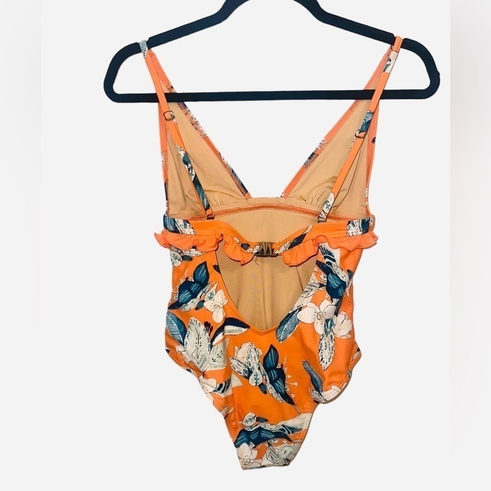 MINKPINK Orange Enchanted Forest Frill Floral One-Piece Swimsuit Size Small - Picture 9 of 16